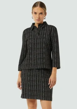 Kariertes Poloshirt aus Bouclé-Jersey-Comma Fashion