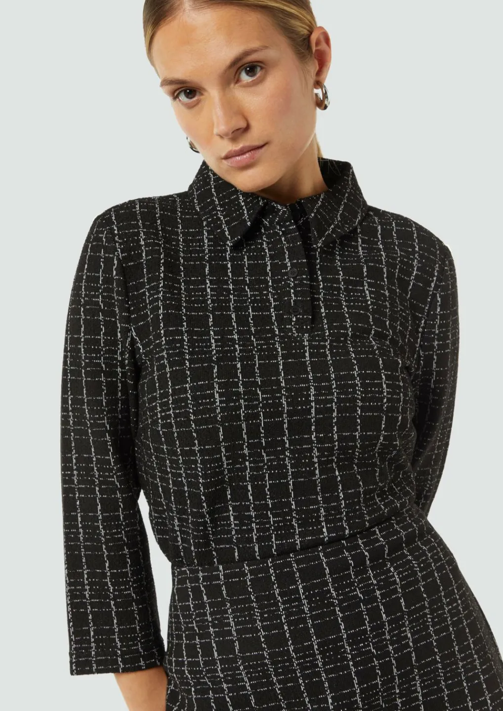 Kariertes Poloshirt aus Bouclé-Jersey-Comma Fashion