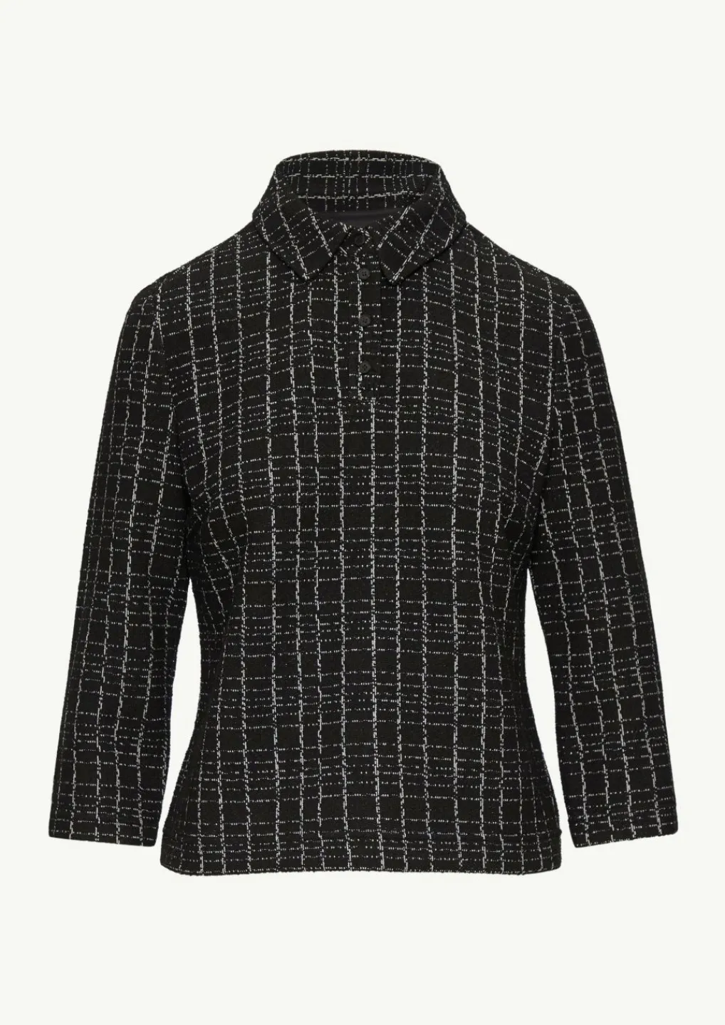 Kariertes Poloshirt aus Bouclé-Jersey-Comma Fashion