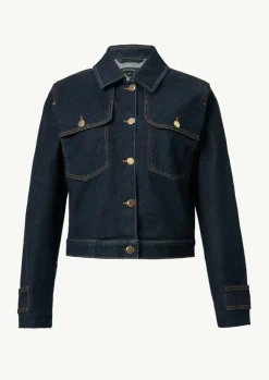 Kastige Denimjacke mit goldfarbenen Knöpfen-Comma New