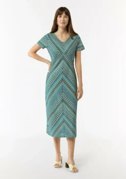 Kleid aus Strickjersey mit grafischem Muster-Comma Outlet
