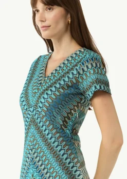 Kleid aus Strickjersey mit grafischem Muster-Comma Outlet