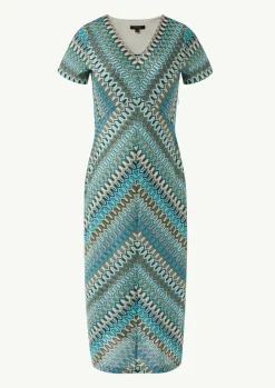 Kleid aus Strickjersey mit grafischem Muster-Comma Outlet