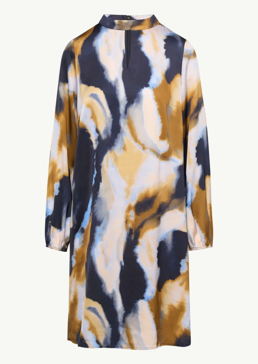 Kleid mit All-over-Print und Cut-out am Ausschnitt-Comma Fashion