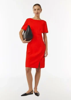 Kleid mit Bateau-Ausschnitt und verdecktem Reißverschluss-Comma Online