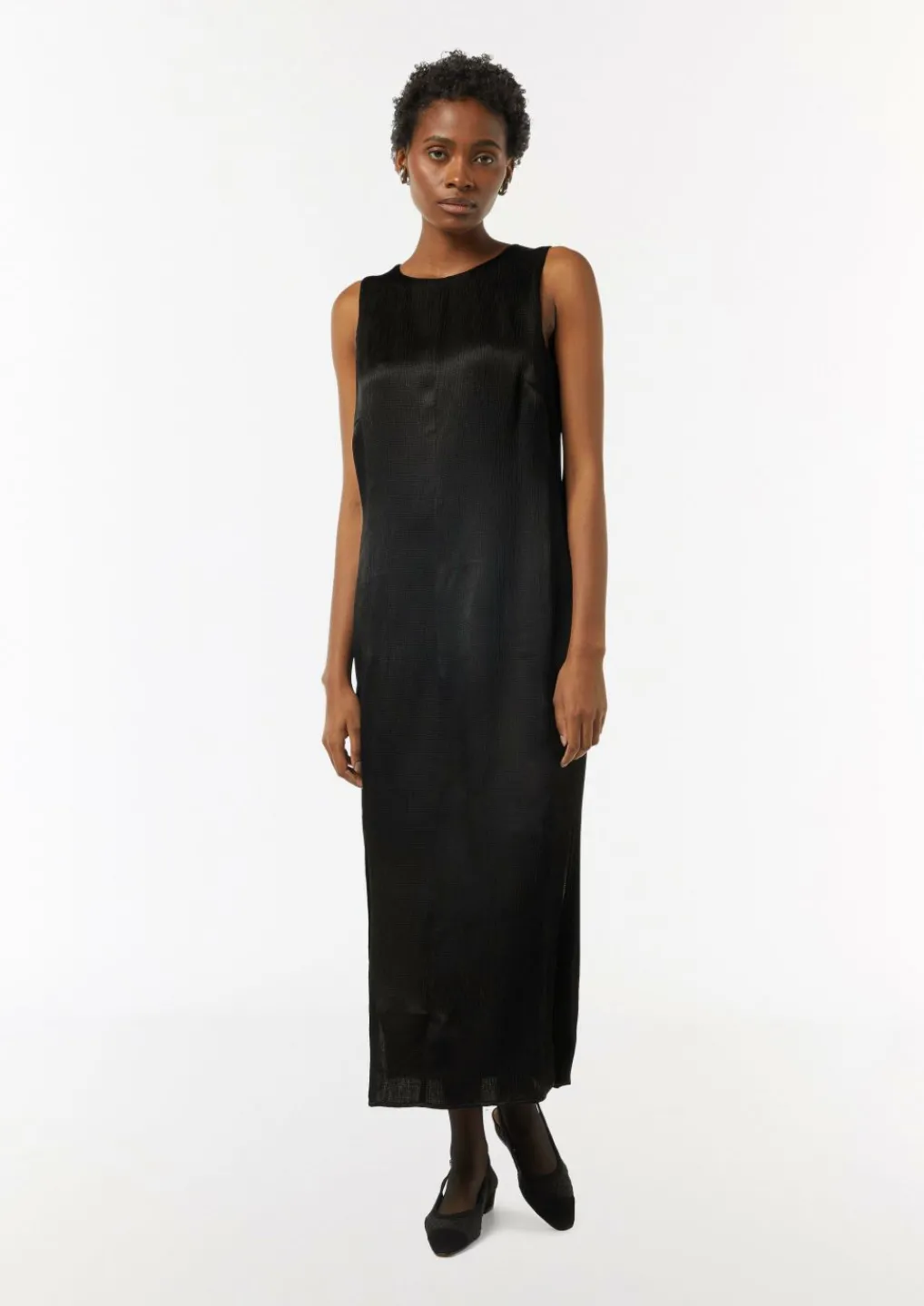Kleid mit Crépestruktur und Schlitzen-Comma Sale