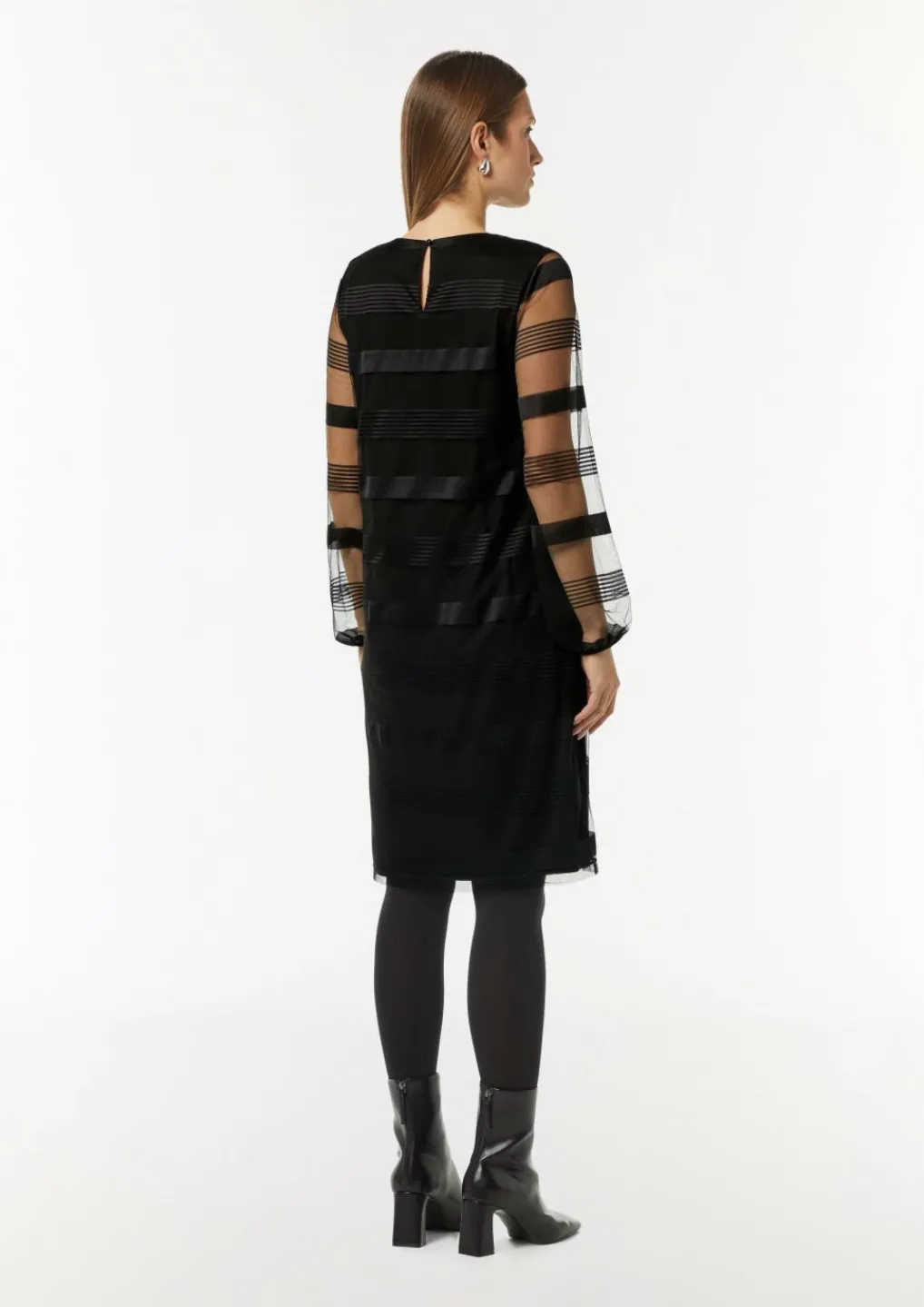 Kleid mit Mesh und Rundhalsausschnitt-Comma Best