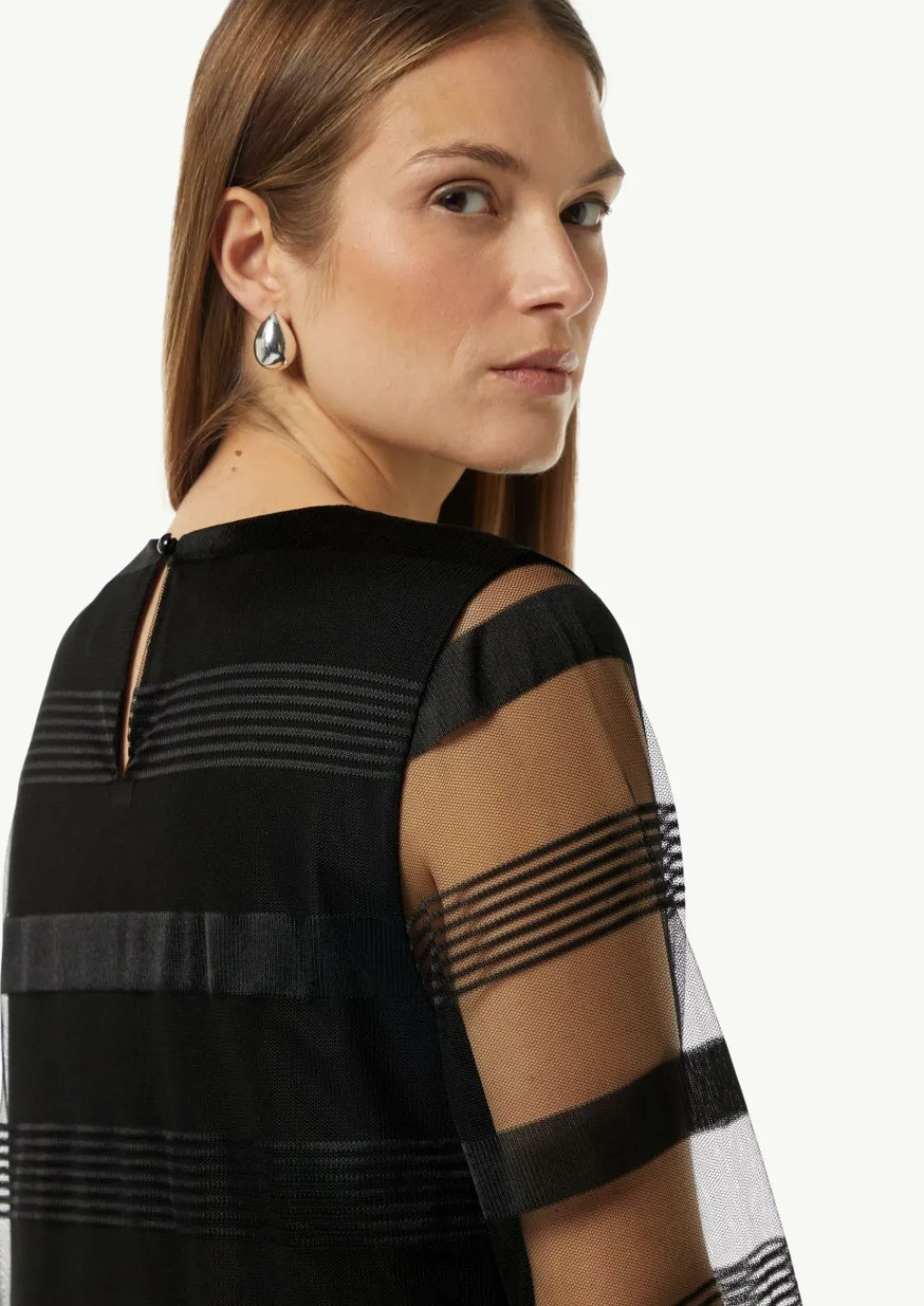 Kleid mit Mesh und Rundhalsausschnitt-Comma Best