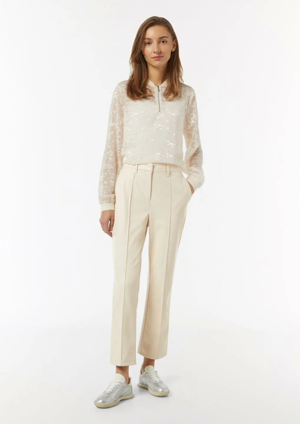Kunstleder-Hose mit Teilungsnähten und Flared Leg-Comma Sale
