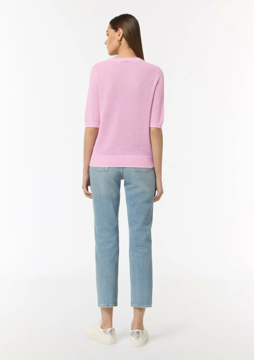 Kurzarmpullover aus Ajourstrick-Comma Fashion