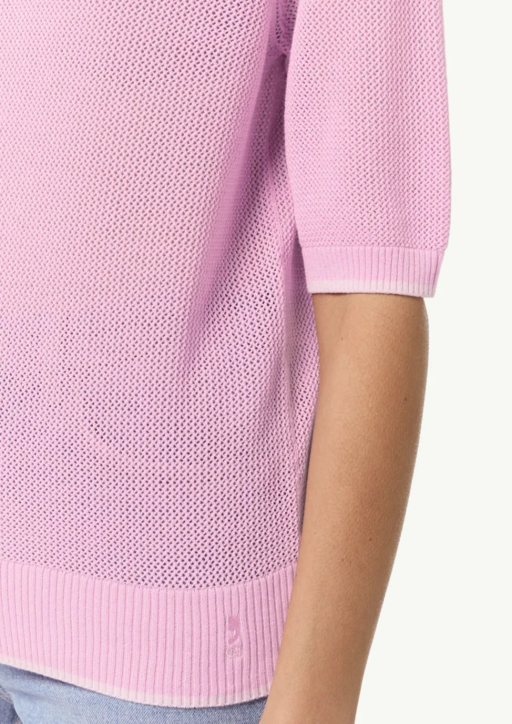Kurzarmpullover aus Ajourstrick-Comma Fashion