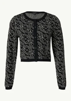 Kurzer Feinstrickcardigan mit grafischem Muster-Comma Best