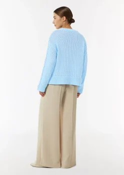 Kurzer Strickpullover mit Zopfmuster-Details-Comma Best
