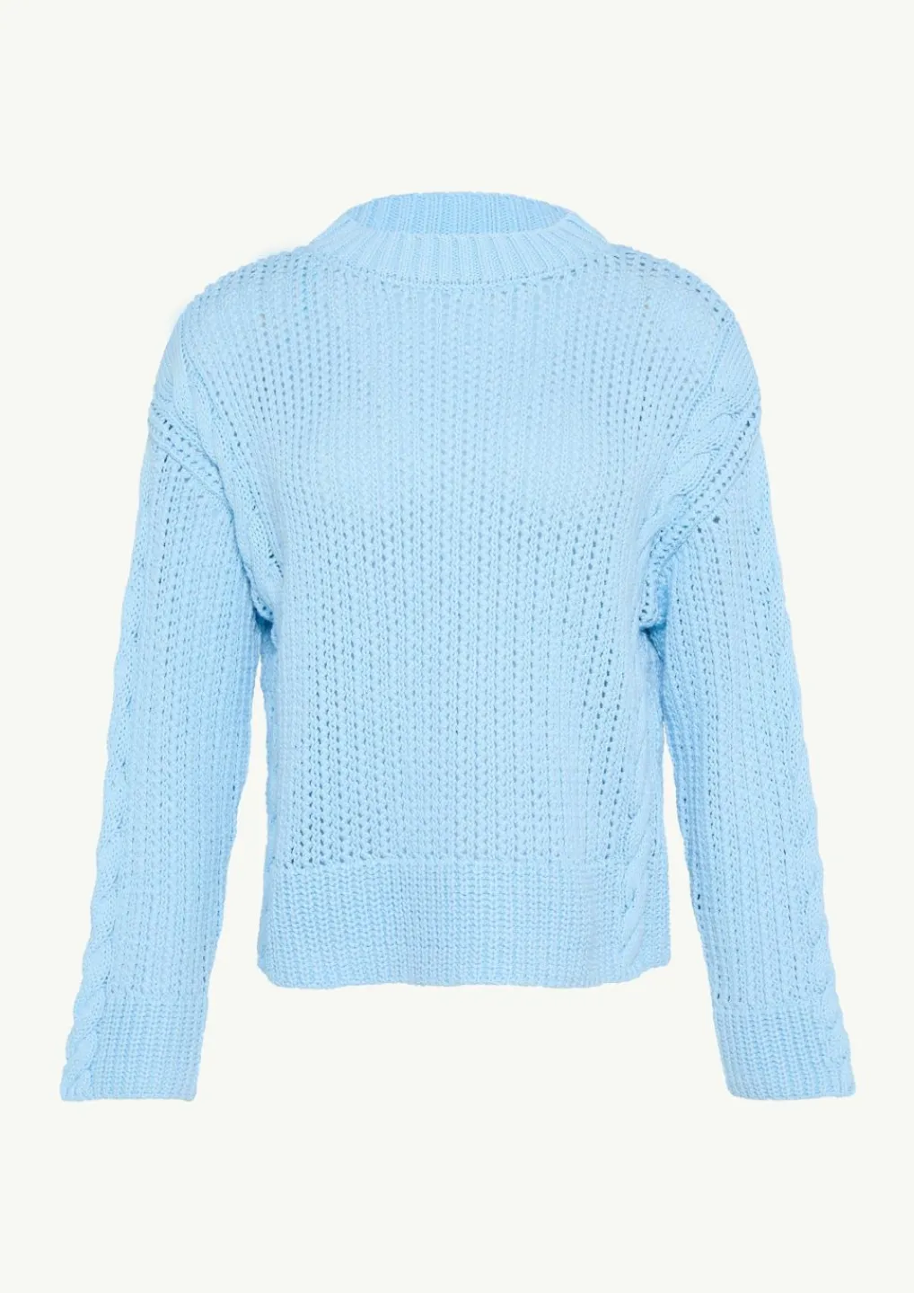 Kurzer Strickpullover mit Zopfmuster-Details-Comma Best