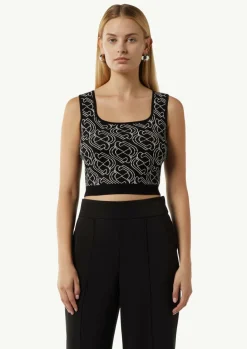 Kurzes Feinstricktop mit grafischem Muster-Comma Online