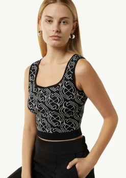 Kurzes Feinstricktop mit grafischem Muster-Comma Online