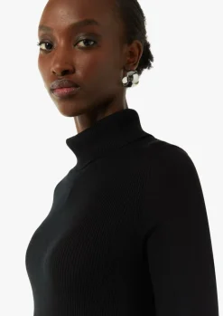 Kurzes Rippstrickkleid mit Turtleneck-Comma Online