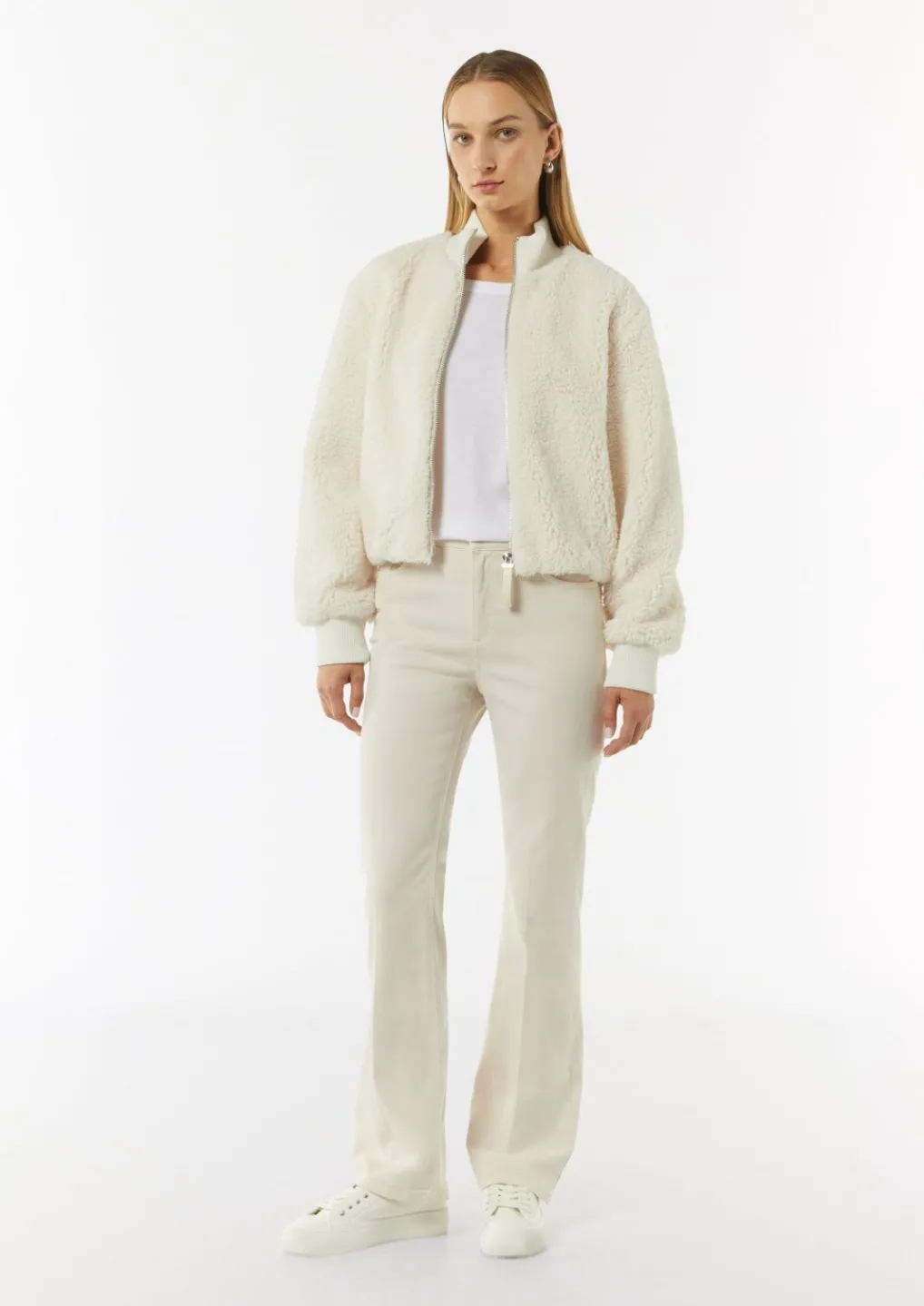 Kuscheliger Teddy-Blouson mit Rippbündchen-Comma Clearance