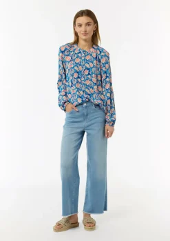 Langarmbluse mit All-over-Print-Comma Outlet