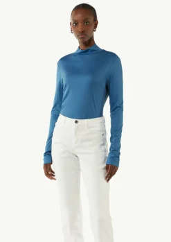 Langarmshirt aus Jersey mit Stehkragen-Comma Outlet