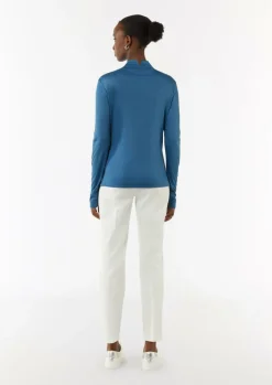 Langarmshirt aus Jersey mit Stehkragen-Comma Outlet