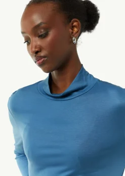 Langarmshirt aus Jersey mit Stehkragen-Comma Outlet