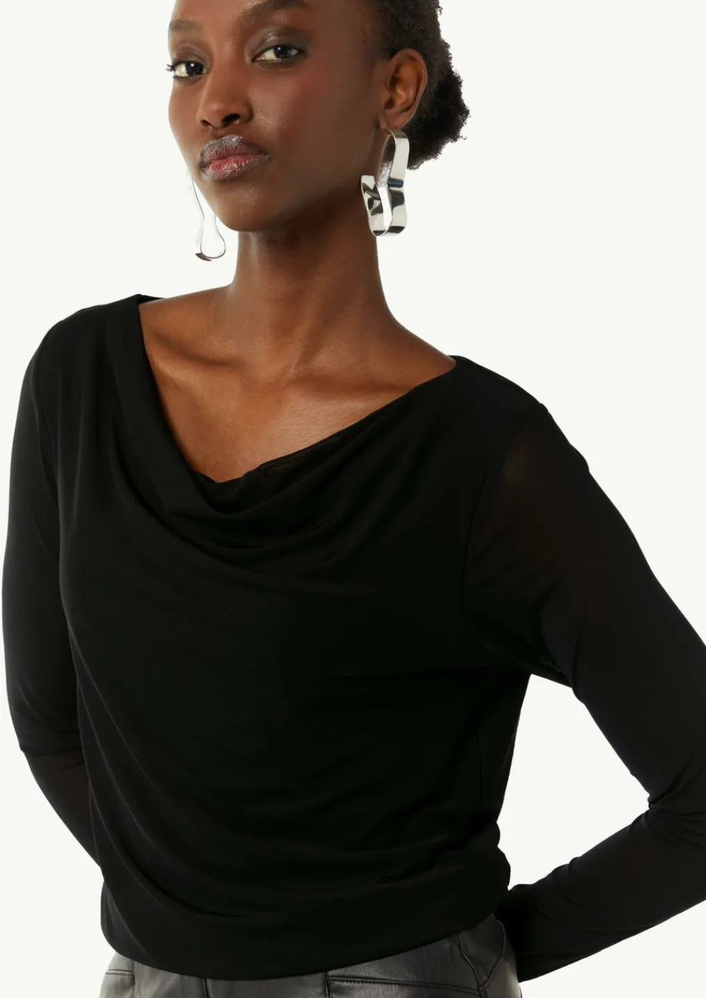 Langarmshirt aus Mesh im Slim Fit-Comma Clearance