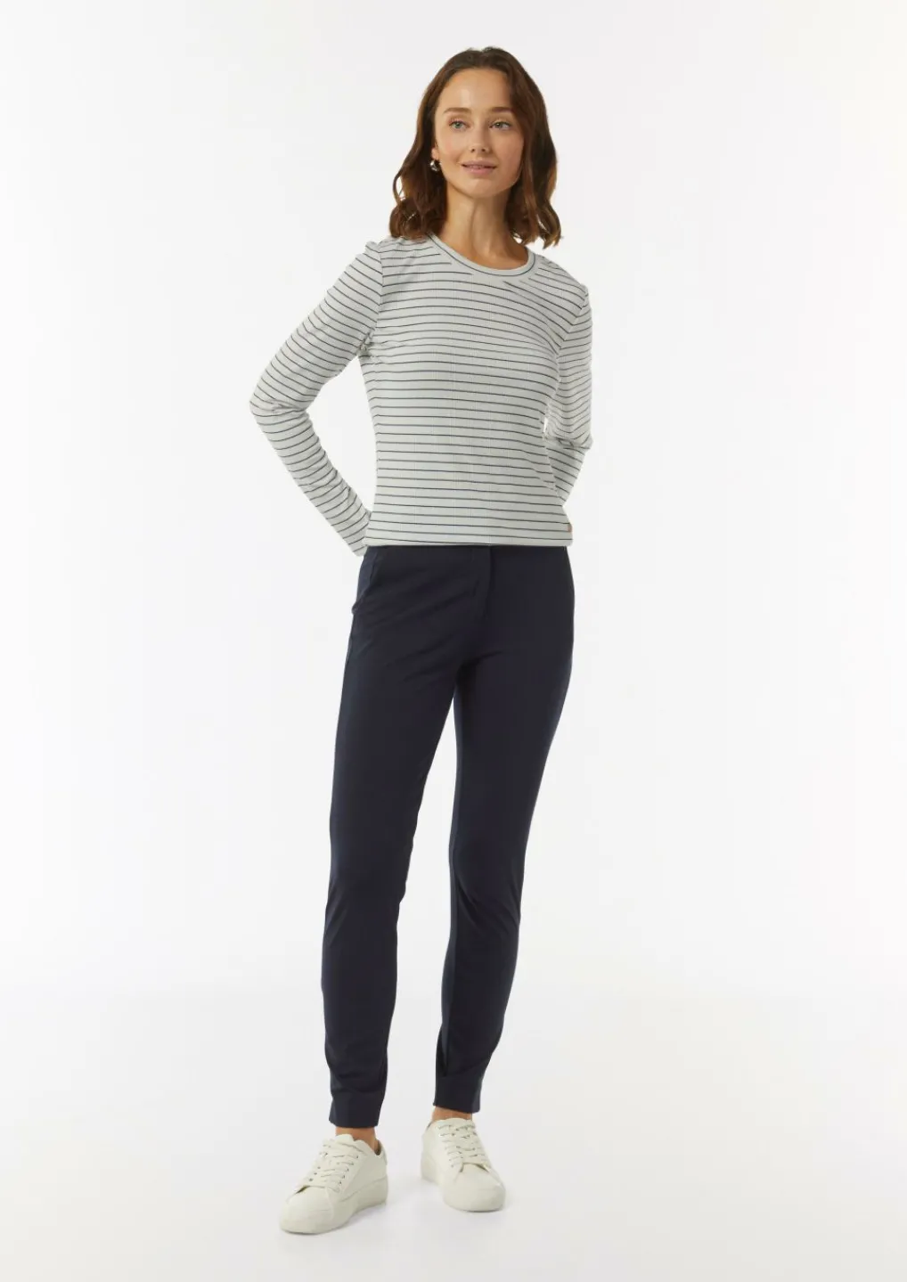 Langarmshirt mit gestrickten Streifen aus Glitzergarn-Comma Outlet