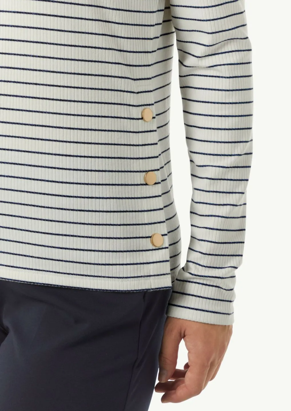 Langarmshirt mit gestrickten Streifen aus Glitzergarn-Comma Outlet