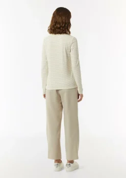 Langarmshirt mit gestrickten Streifen aus Glitzergarn-Comma Fashion