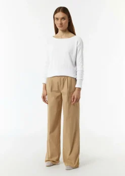 Langarm-Shirt mit Ripp-Detail im Relaxed Fit-Comma Clearance