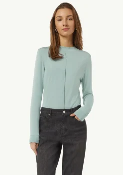 Langarm-Shirt mit Stehkragen-Comma New