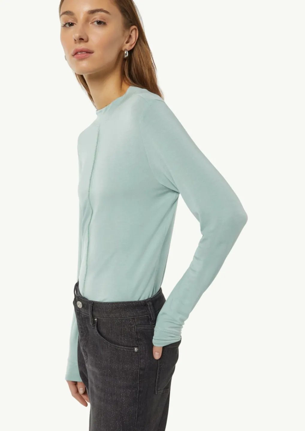 Langarm-Shirt mit Stehkragen-Comma New