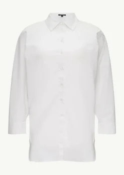Lange Popeline-Bluse mit verkürzten Ärmeln und Stickerei-Comma Fashion