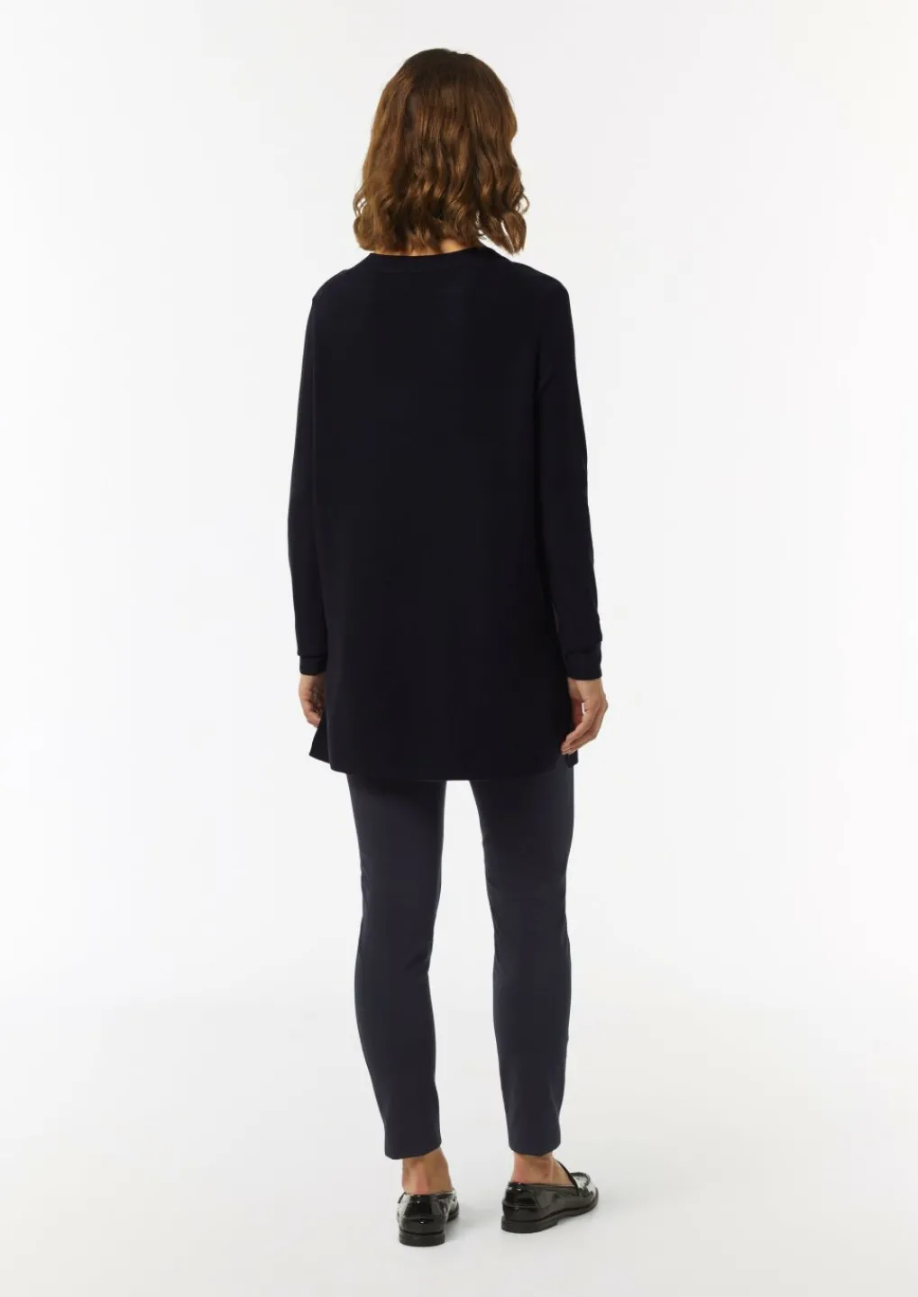 Langer Feinstrickpullover mit seitlichen Schlitzen-Comma Outlet