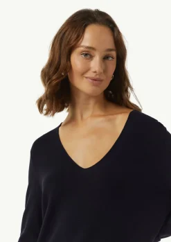 Langer Feinstrickpullover mit seitlichen Schlitzen-Comma Outlet