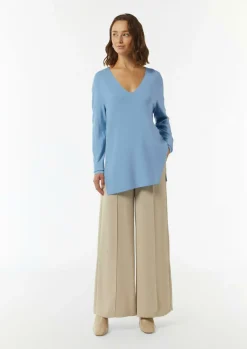 Langer Feinstrickpullover mit seitlichen Schlitzen-Comma Clearance