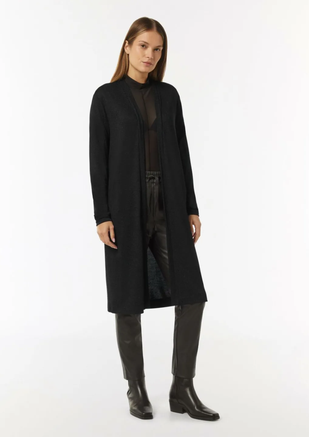 Langer Jersey-Cardigan mit Metallic-Effekt-Comma New