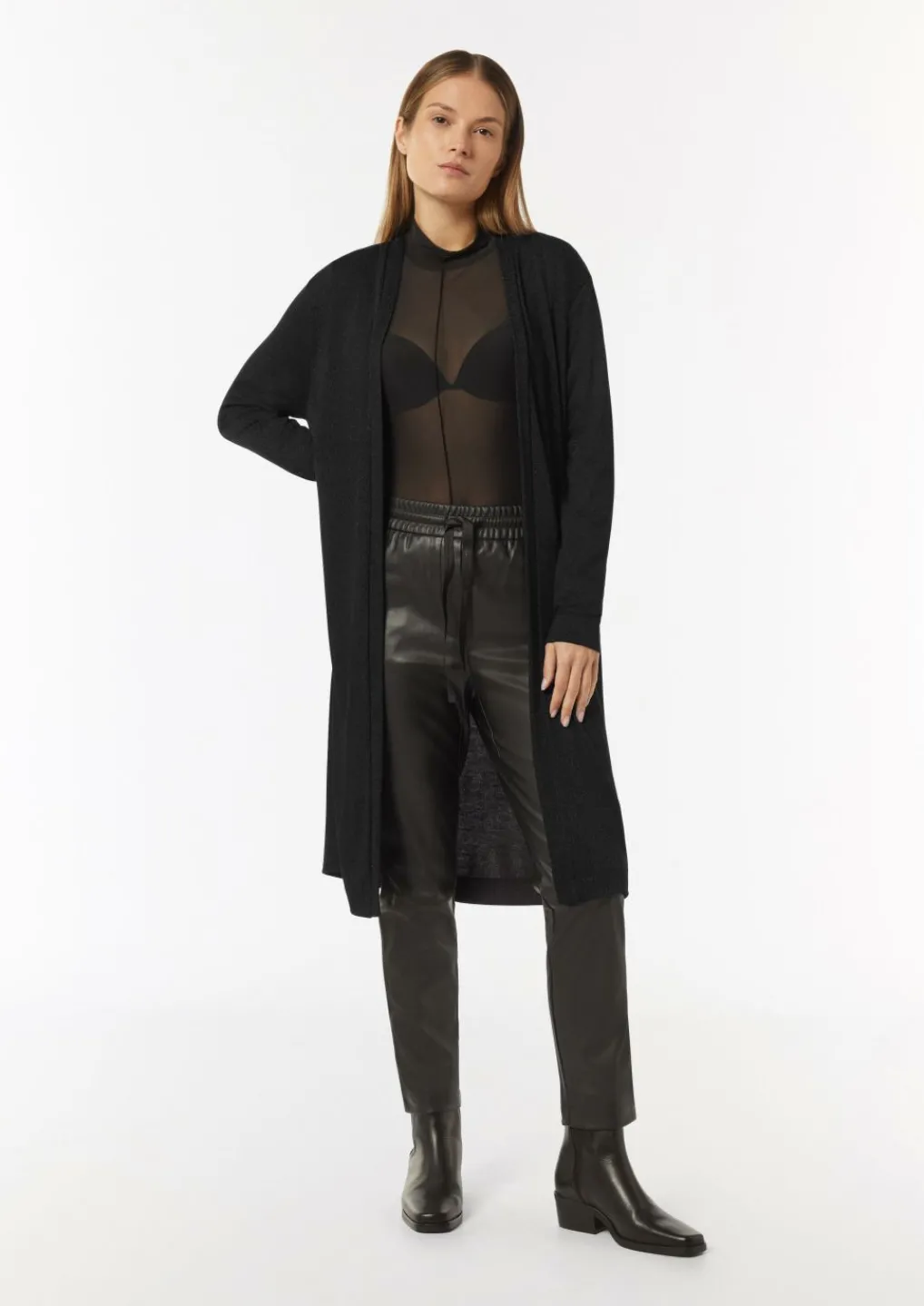 Langer Jersey-Cardigan mit Metallic-Effekt-Comma New
