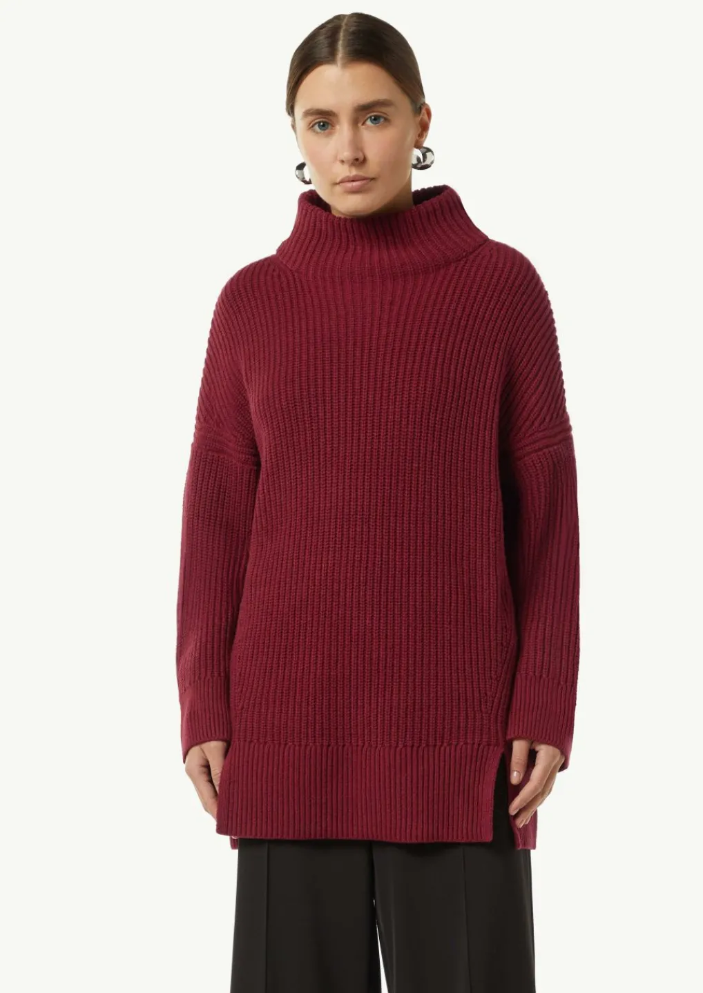 Langer Strickpullover mit Stehkragen-Comma Online