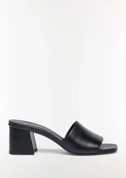Leder-Sandalen mit Blockabsatz-Comma Sale