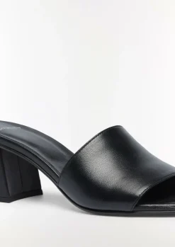 Leder-Sandalen mit Blockabsatz-Comma Sale