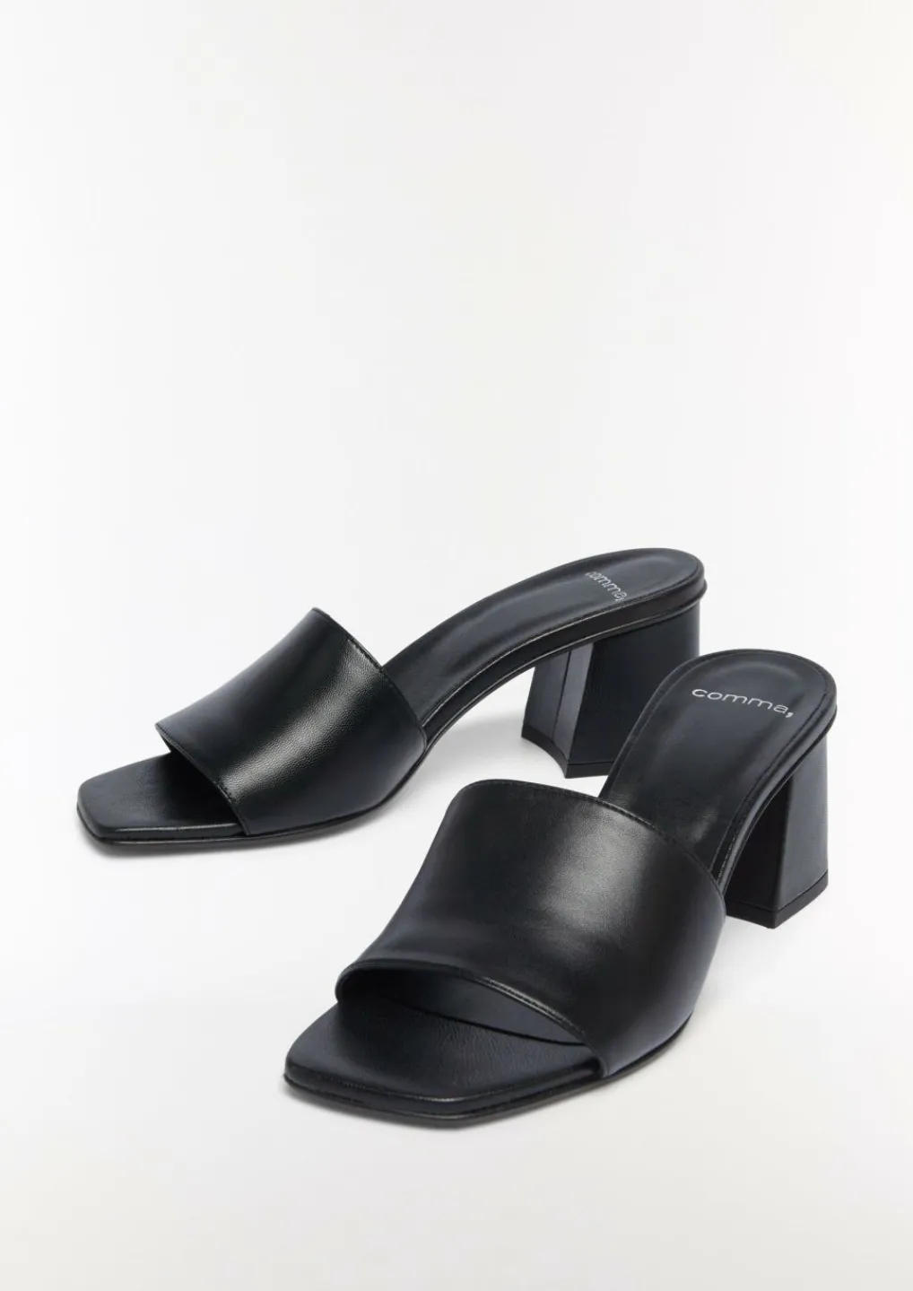 Leder-Sandalen mit Blockabsatz-Comma Sale