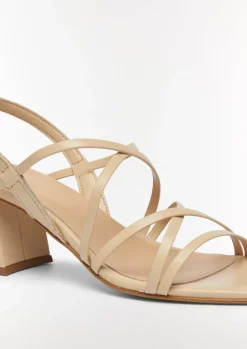 Leder-Sandalen mit Riemen und Blockabsatz-Comma Online