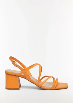 Leder-Sandalen mit Riemen und Blockabsatz-Comma Fashion
