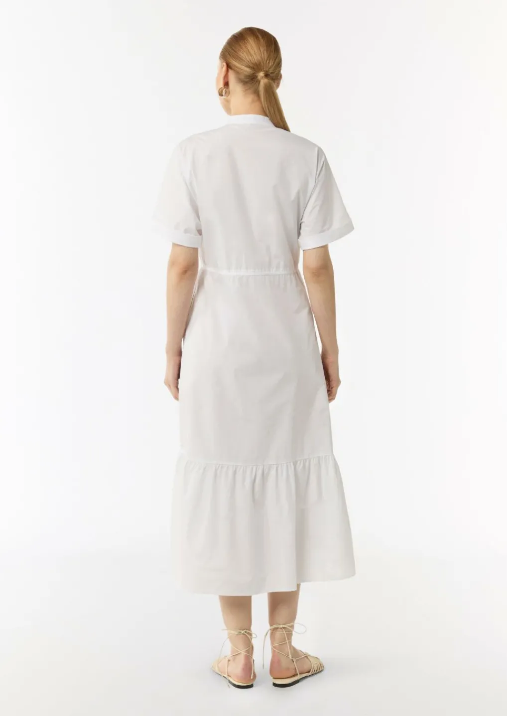 Leicht transparentes Midikleid mit Eingrifftaschen in taillierter Passform-Comma Outlet