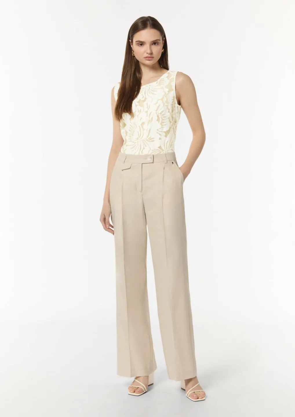 Leinen-Mix-Hose mit Eingrifftaschen-Comma Hot
