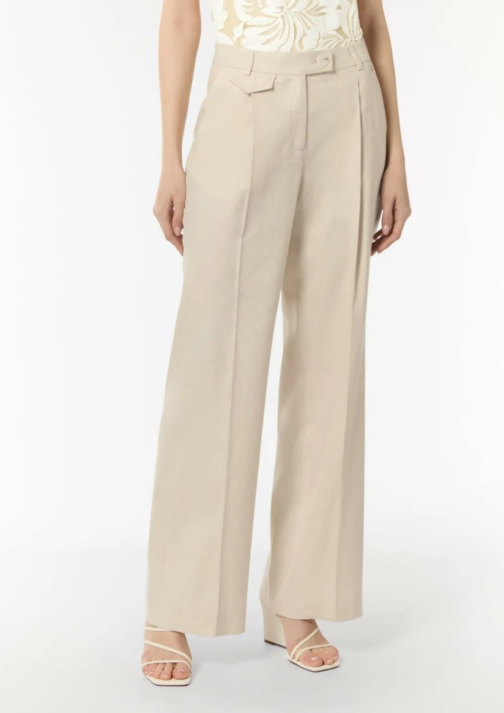 Leinen-Mix-Hose mit Eingrifftaschen-Comma Hot