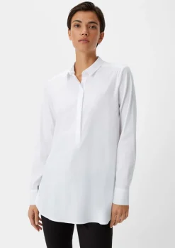 Lockere Baumwollbluse mit halber Knopfleiste-Comma Outlet