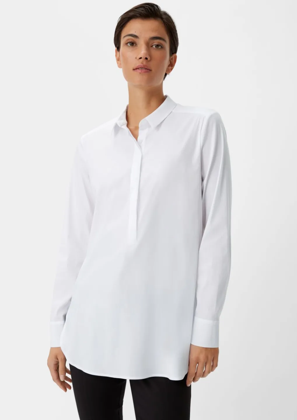 Lockere Baumwollbluse mit halber Knopfleiste-Comma Outlet